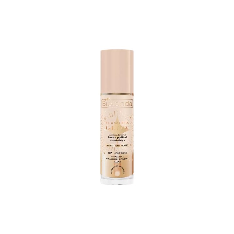 Bielenda FLAWLESS GLOW багатоцільова освітлювальна основа + тональний крем /02/ Light Beige 30 мл