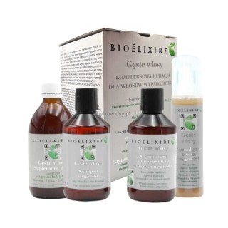 Bioelixire Gęste włosy Zestaw do pielęgnacji włosów: Szampon 300ml + Odżywka 300ml + Serum 150ml + Suplement diety 300ml