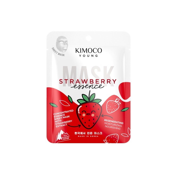Зволожувальна тканинна маска для обличчя Kimoco Young Strawberry Essence з екстрактом полуниці 25 мл