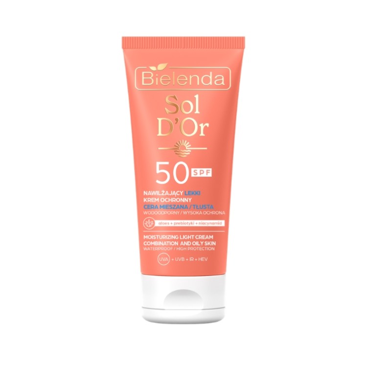 Bielenda Sol D'OR легкий захисний крем для обличчя SPF50 для комбінованої та жирної шкіри 50 мл