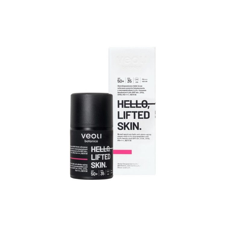 Veoli Botanica Hello , легкий захисний крем Skin проти фотостаріння SPF50 + з нейропептидами 0,2 2% 50 мл
