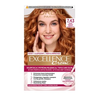 Фарба для волосся L'oreal Excellence Creme /7.43/ Blond мідно-золотий