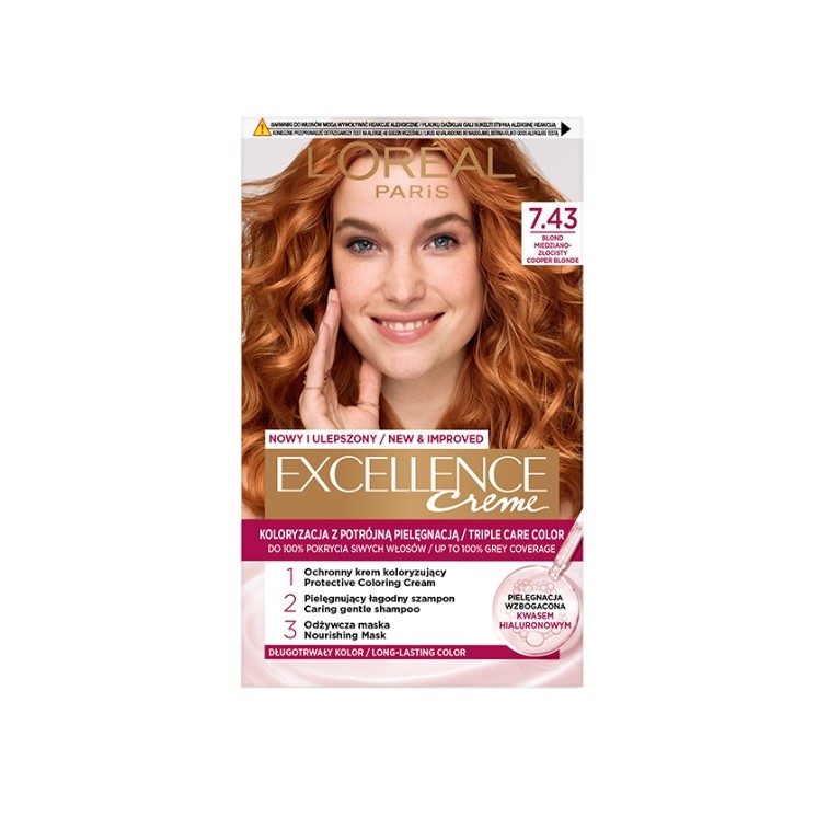 Фарба для волосся L'oreal Excellence Creme /7.43/ Blond мідно-золотий
