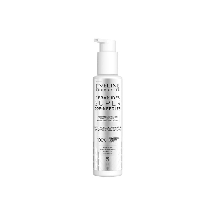 Молочко-емульсія для зняття макіяжу Eveline Ceramides Super Pre-needles Mezo Cleansing and Makeup Removal Moisture 145 мл