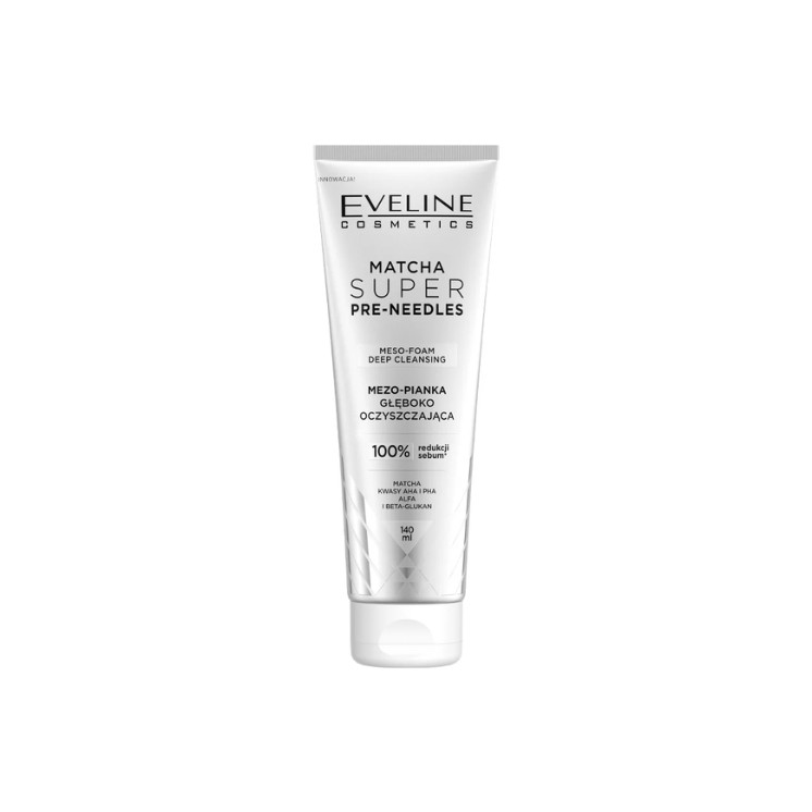Пінка для глибокого очищення обличчя Eveline Matcha Super Pre-needles Mezo 140 мл