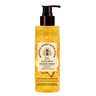 Bielenda MANUKA HONEY NUTRI ELIXIR Заспокійливий та зволожуючий міцелярний гель для очищення обличчя 200 г