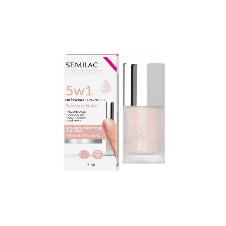 Кондиціонер Semilac Nail Power Therapy 5в1 для пошкоджених та чутливих нігтів Recovery Nude 7 мл