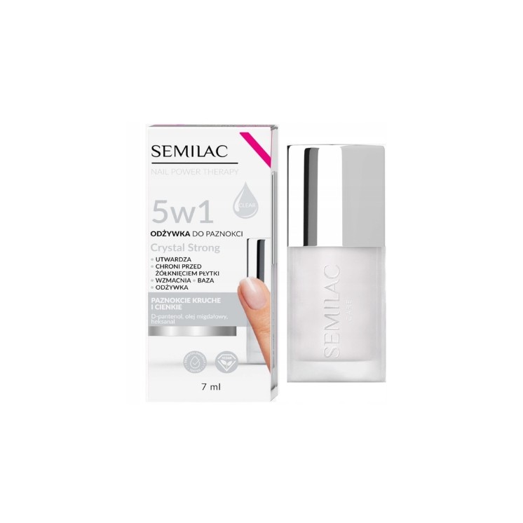 Кондиціонер Semilac Nail Power Therapy 5в1 для ламких і тонких нігтів Crystal Strong 7 мл