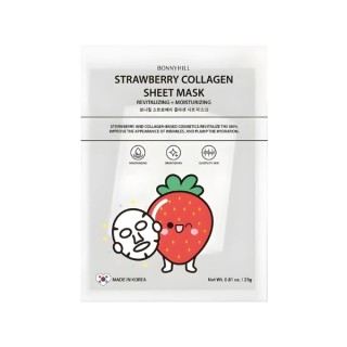 Зволожуюча та відновлювальна маска для обличчя BonnyHill Strawberry Collagen Sheet Mask, 1 шт.