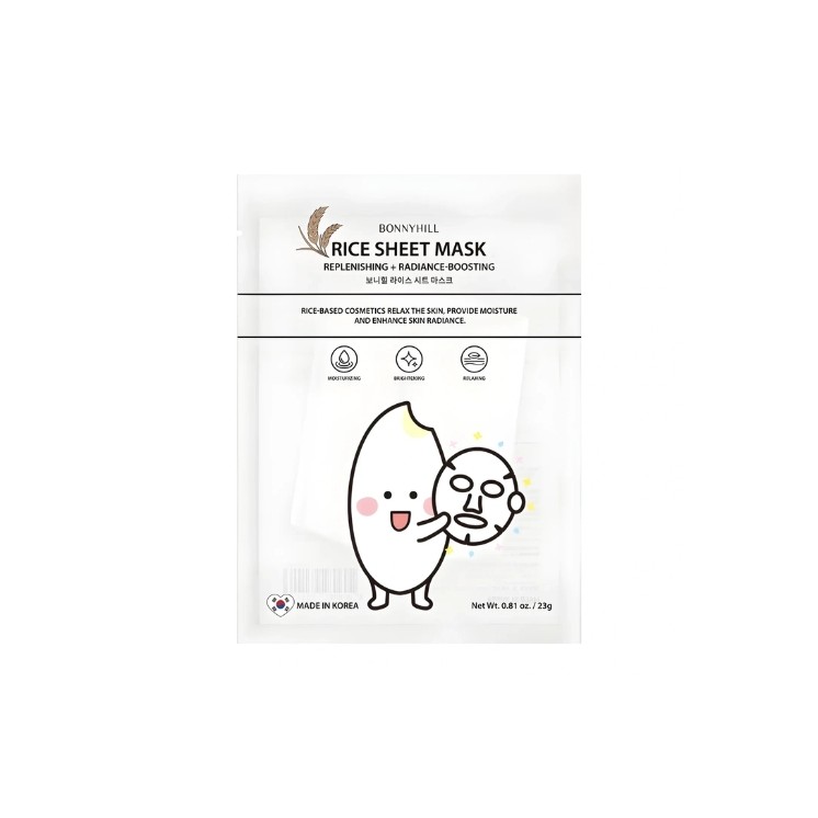 BonnyHill Rice Sheet Mask Nourishing and Brightening Face Mask in a sheet 1 piece