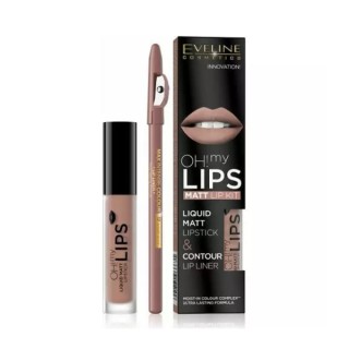 Матова рідка помада Eveline OH My Lips 4.5 5 ml + набір олівців для губ /01/ Neutral Nude