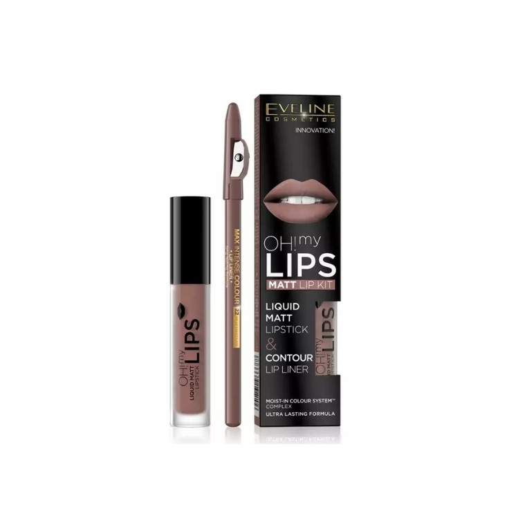 Матова рідка помада Eveline OH My Lips 4.5 5 ml + набір олівців для губ /02/ Milky Chocolate