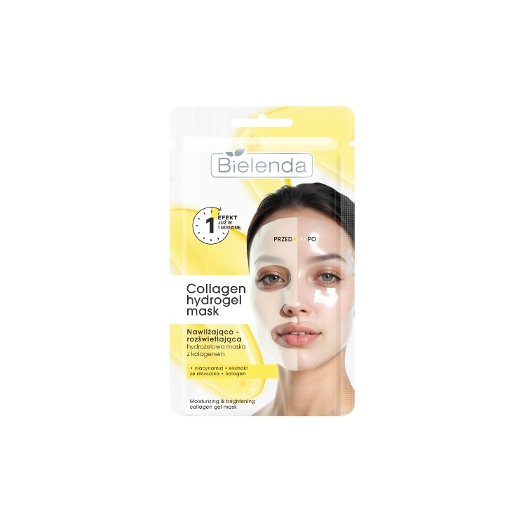 Зволожувальна та освітлююча маска для обличчя Bielenda Collagen Hydrogel Mask, 1 шт.
