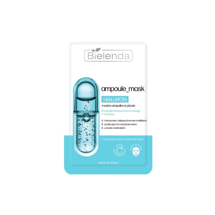 Зволожувальна тканинна маска з гіалуроновою кислотою Bielenda Ampoule_mask-ампульна, 1 шт.
