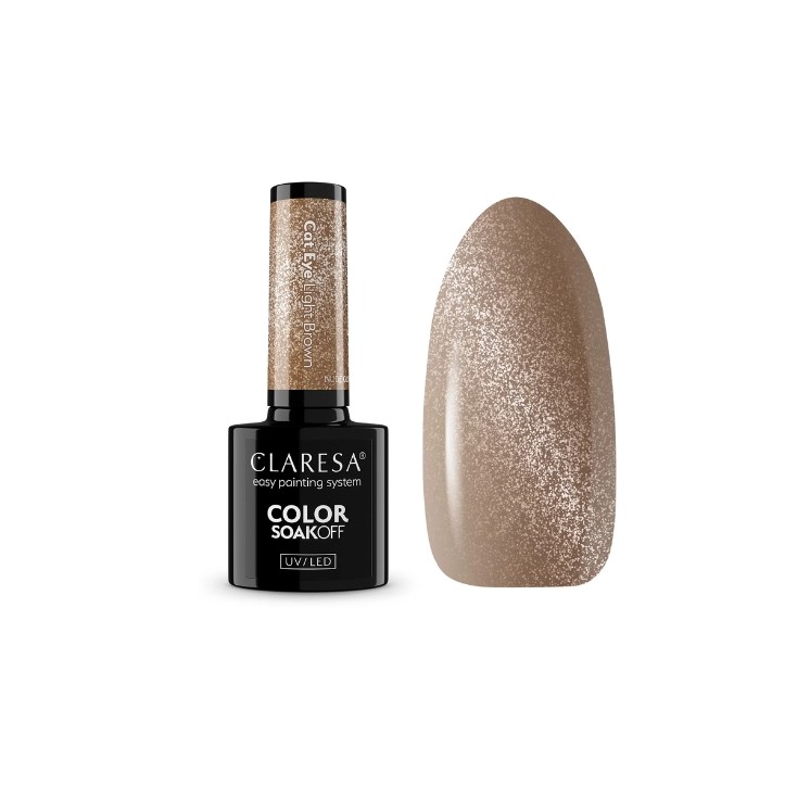 Claresa Nude Glow Cat Eye Lakier hybrydowy do paznokci /Light Brown/ 5 g