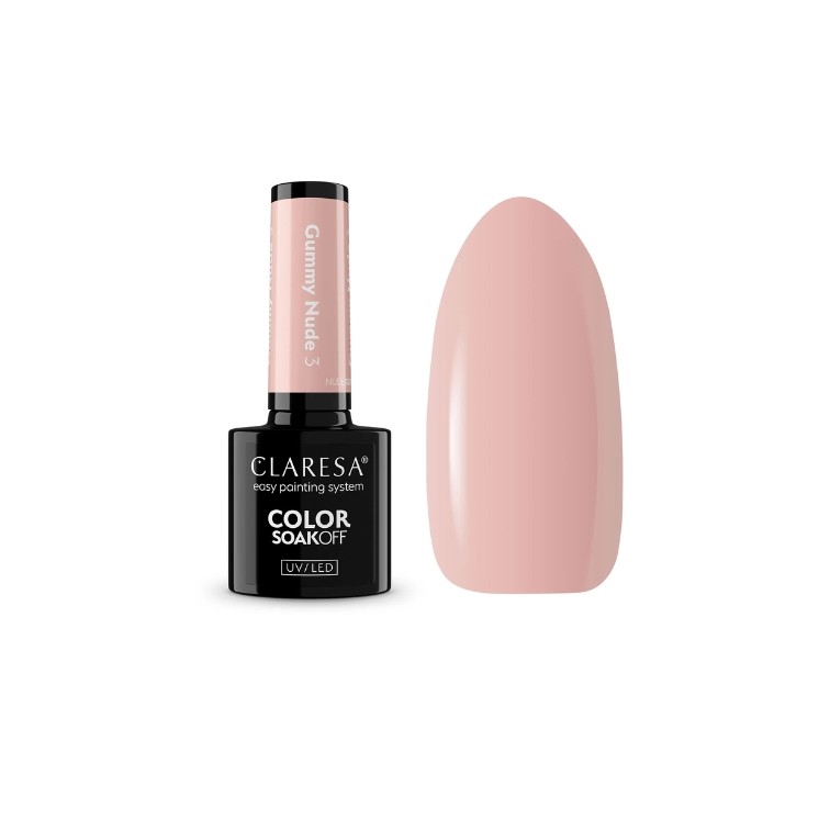 Claresa Nude Glow Gummy Nude Lakier hybrydowy do paznokci /3/ 5 g