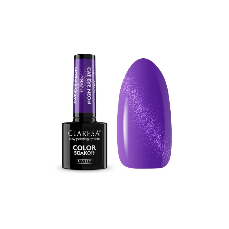 Лак для нігтів Claresa Cat Eye Neon Hybrid Purple 5