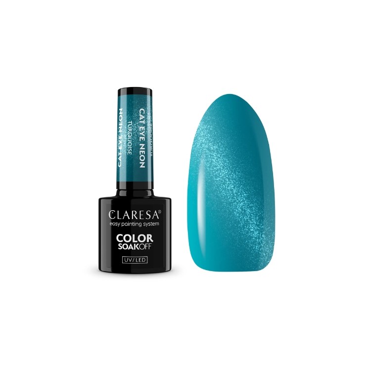 Claresa Cat Eye Neon Lakier hybrydowy Turquoise 5 g